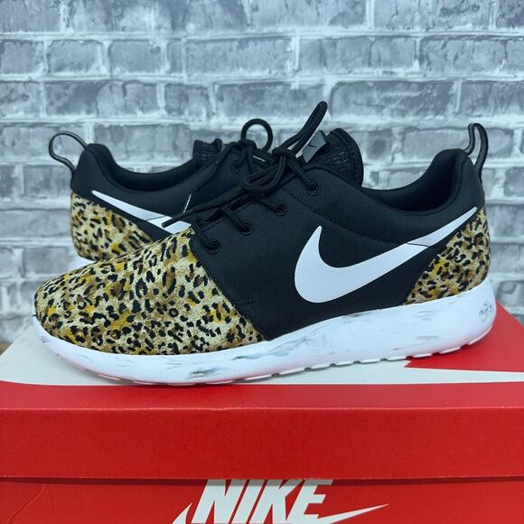 Nike Roshe One Black White Marble Leopard Custom 669985-001 Mens Size 9.5 New - Picture 1 of 8